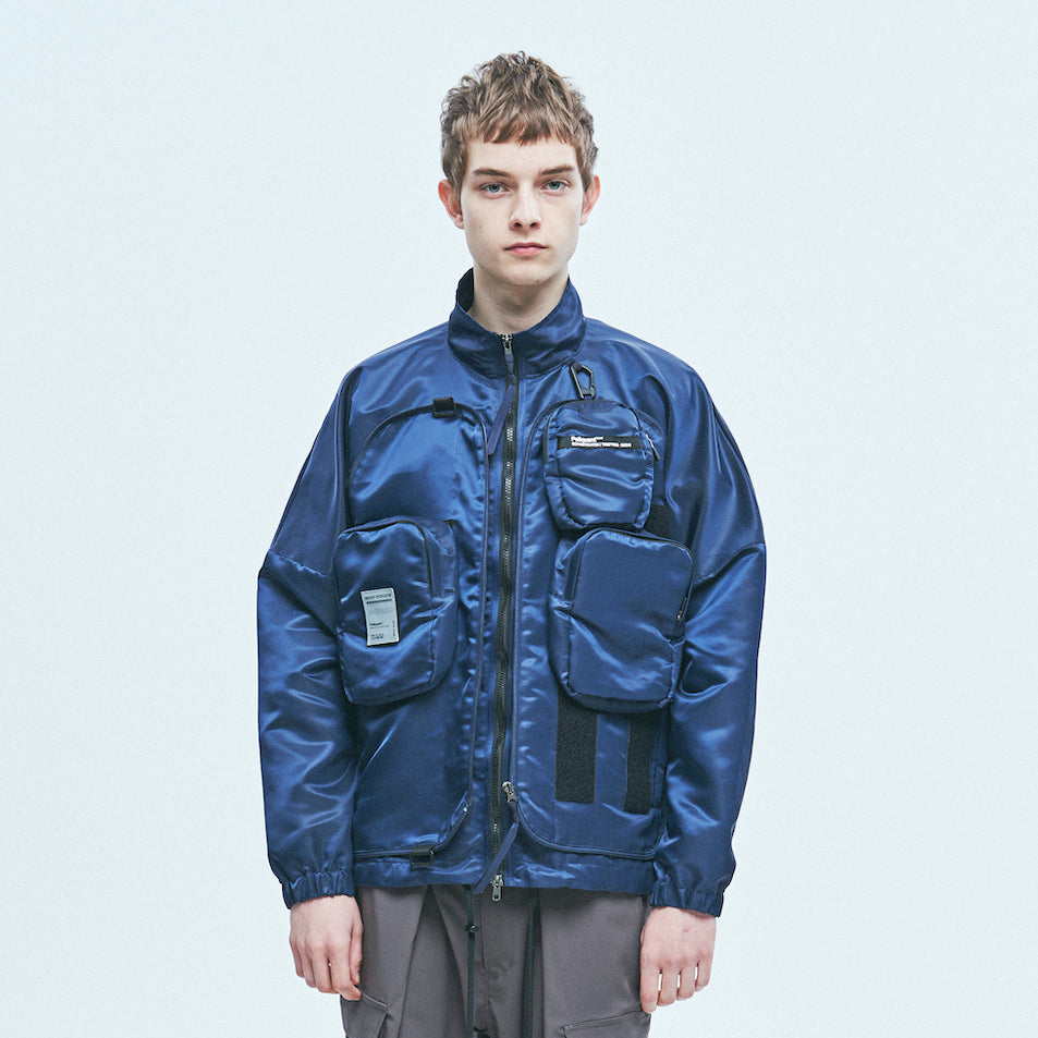 Poliquant - THE MULTIPLE POCKETS + PACKABLE NYLON JACKET (NAVY)