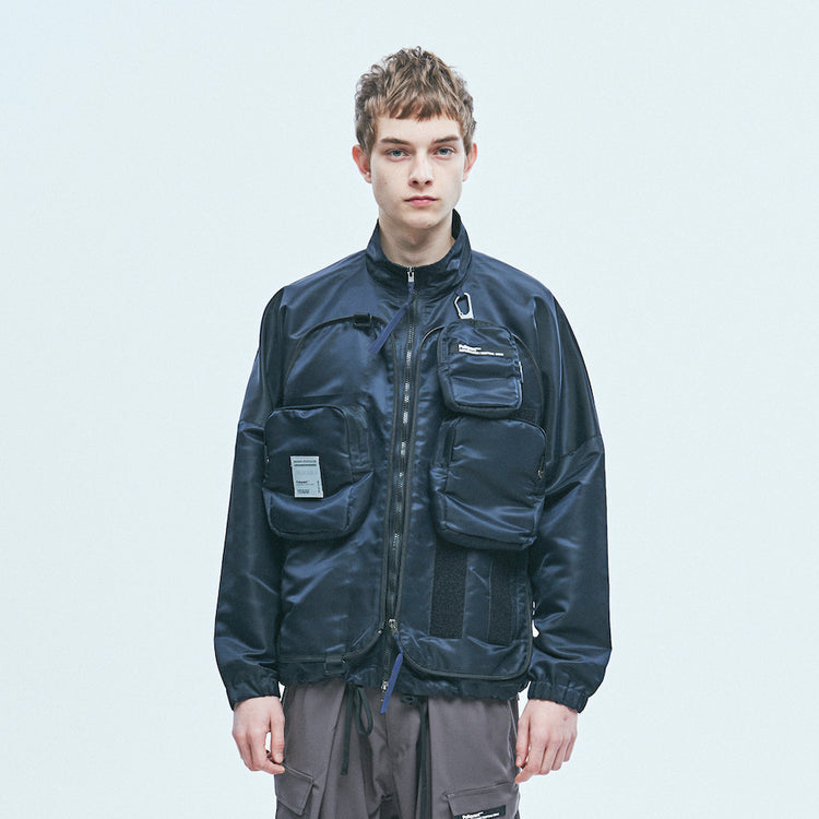 Poliquant - THE MULTIPLE POCKETS + PACKABLE NYLON JACKET (BLACK